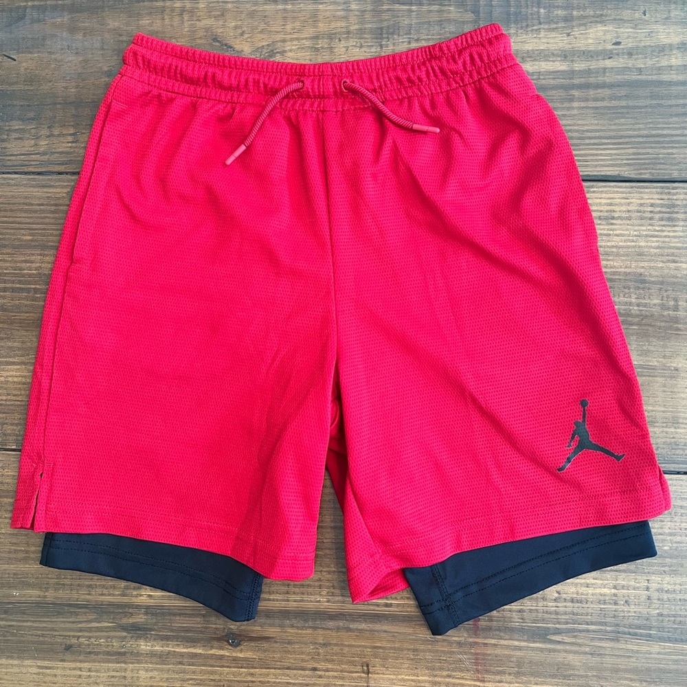 Youth Boys Michael Jordan Basketball Shorts-Red-Sz YL